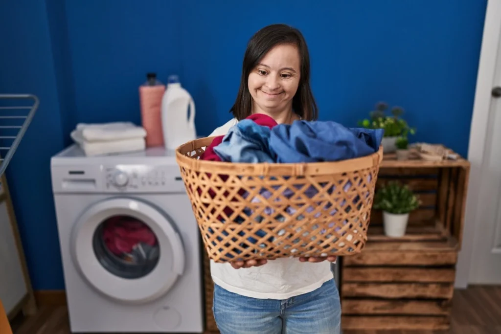 disabled women doing laundry